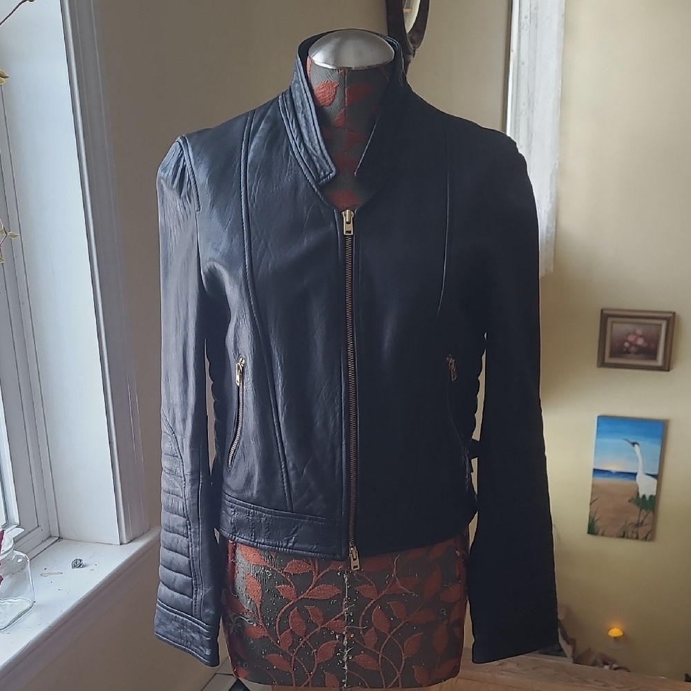 J. Crew Black Leather Jacket - Size 8